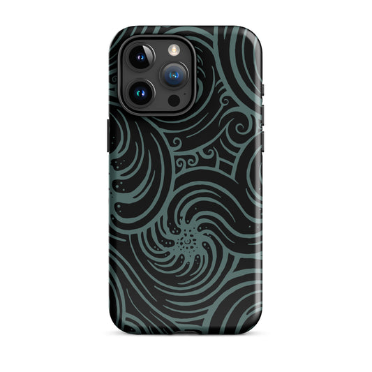 Tough Case for iPhone® : Cosmic Swirl - Black w/ Teal print