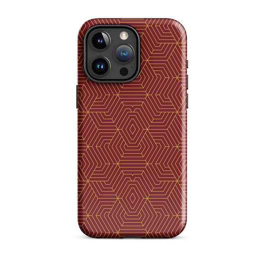Tough Case for iPhone® : Hexacubes - Red w/ Gold print