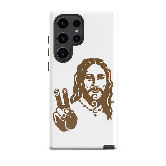 Tough case for Samsung® : Peace Jesus - White w/ Bronze print