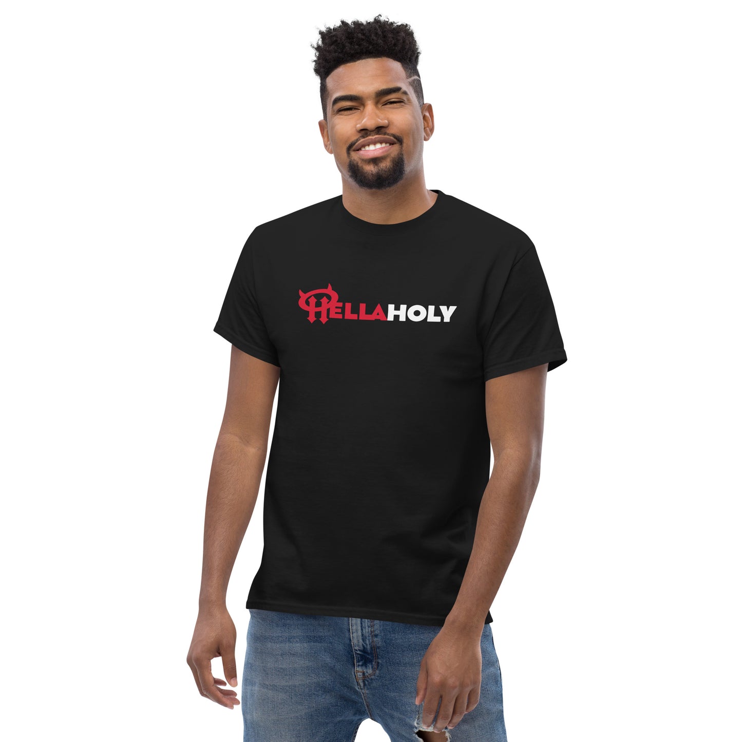 Unisex Classic tee : HellaHoly™ Logo 02 - Red & White print