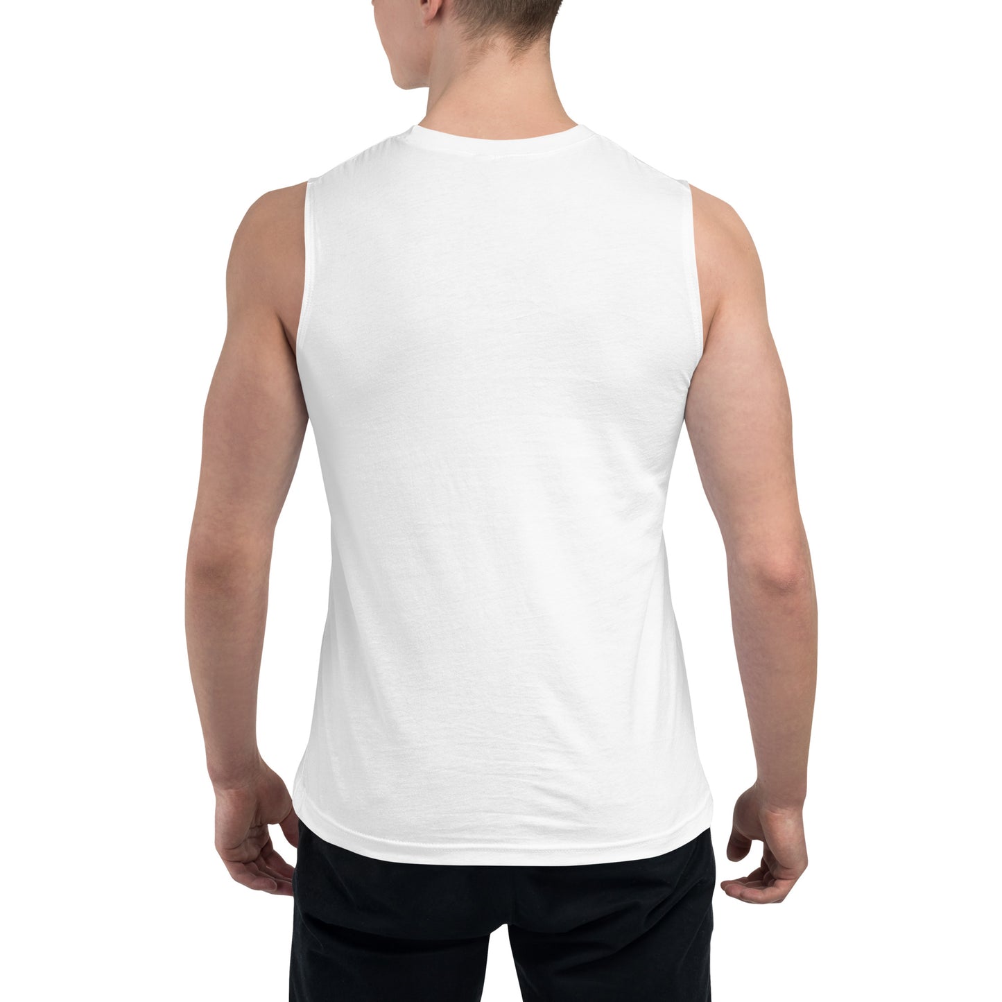 Sleeveless Muscle Shirt : Starflower - Black w/ Olive print