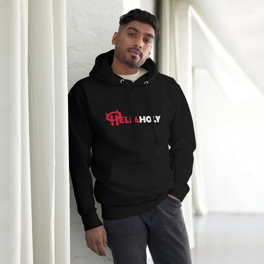 Unisex Hoodie : HellaHoly Logo 02 - Red & White print