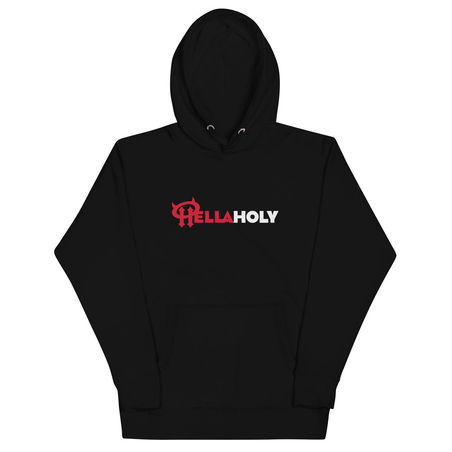 Unisex Hoodie : HellaHoly Logo 02 - Red & White print