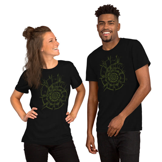 Unisex t-shirt : Starflower - Dark Green print