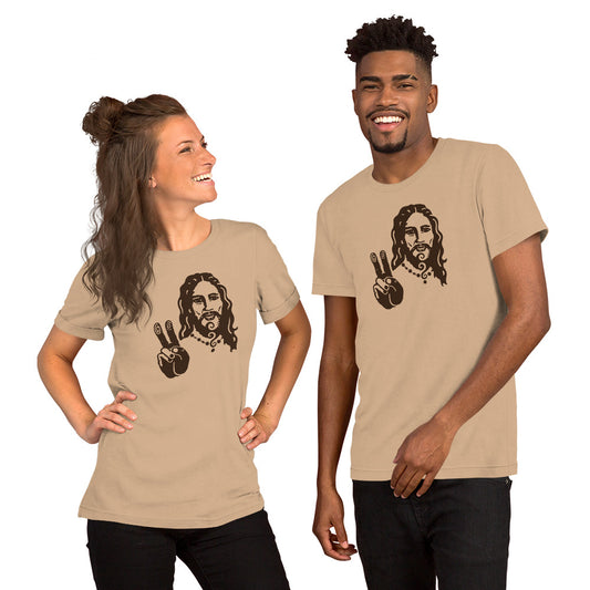 Unisex t-shirt : Peace Jesus - Brown print