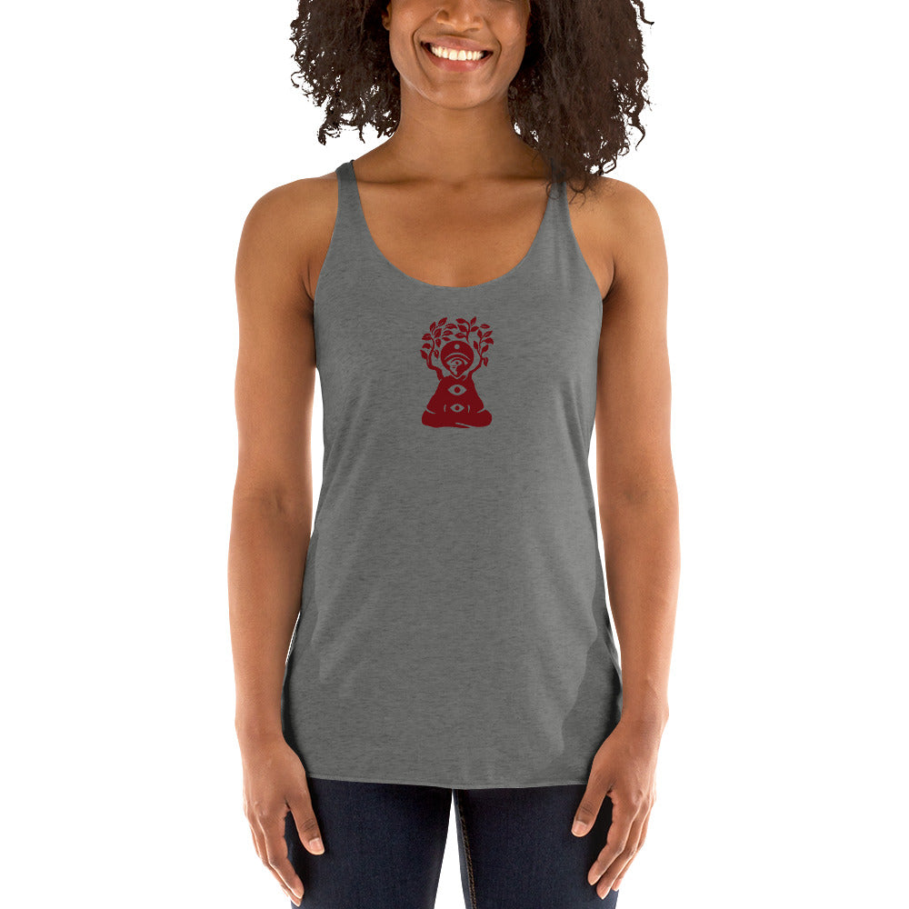 Women's Racerback Tank : Meditreetion w/ Red print